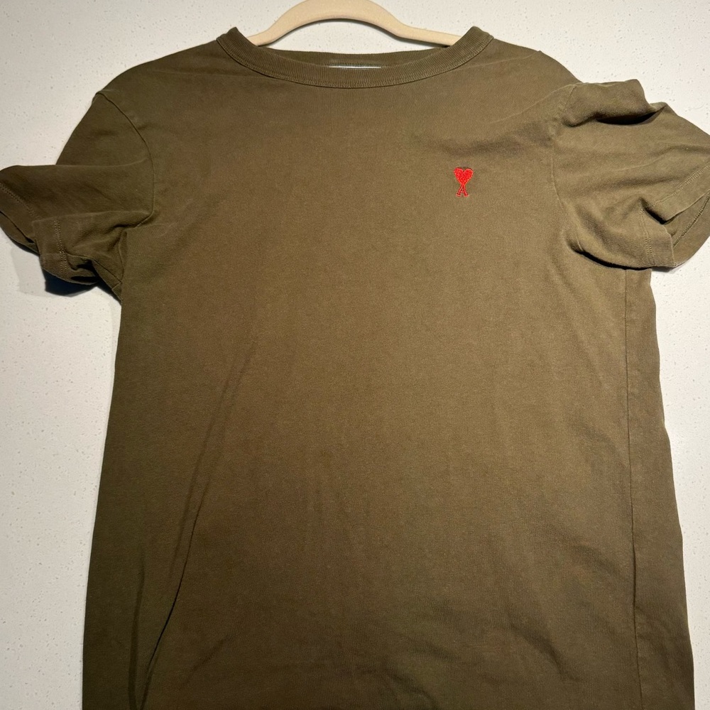 Men’s AMI Alexandre Mattiussi De Coeur T-Shirt (Green, Small)